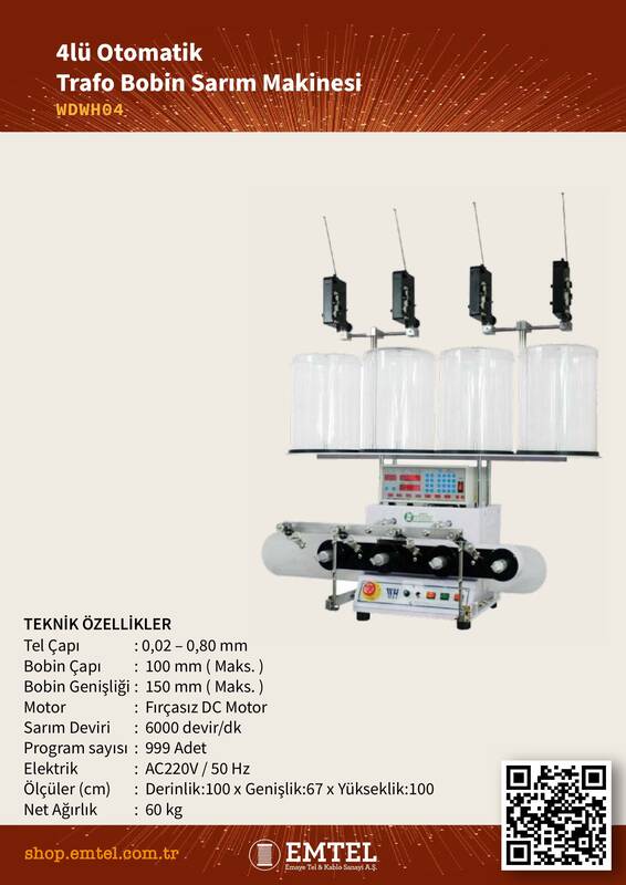 4 Kafalı Otomatik Trafo Bobin Sarım Makinesi (WDWH04)