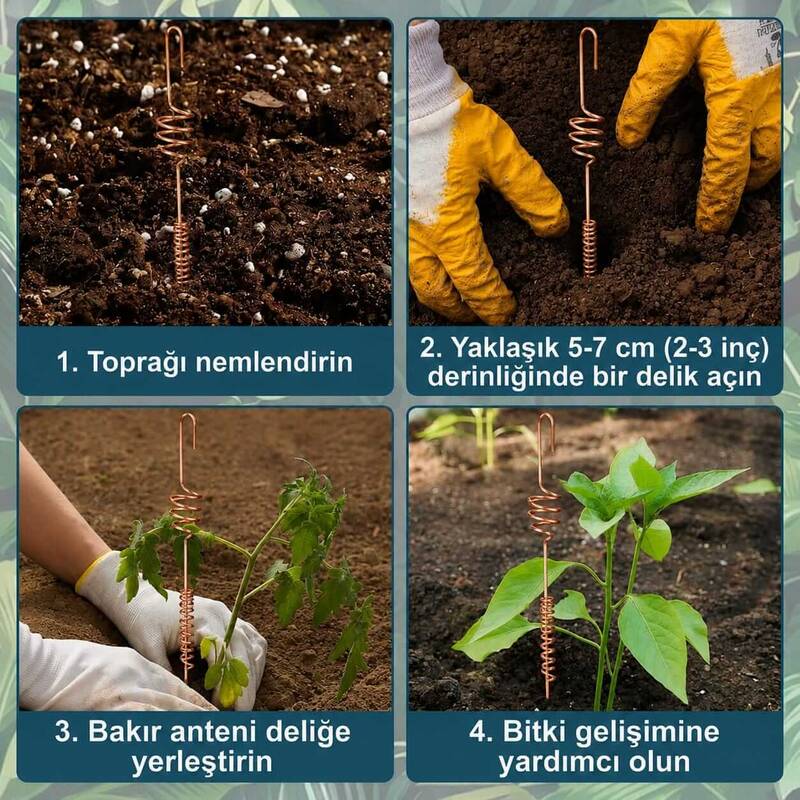 Elektrokültür Saf Bakır Bitki Anteni - Doğal Büyüme ve Verim Artırıcı