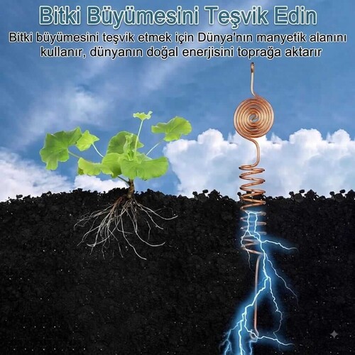 Elektrokültür Saf Bakır Bitki Anteni Spiral - Doğal Büyüme ve Verim Artırıcı - Thumbnail