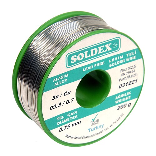 Soldex Kurşunsuz Lehim Teli Sn99.3 Cu0.7 (200 gr.) - Thumbnail