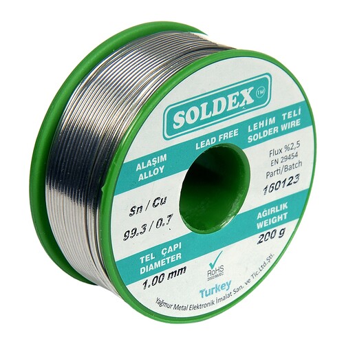Soldex Kurşunsuz Lehim Teli Sn99.3 Cu0.7 (200 gr.) - Thumbnail